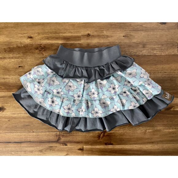 NWT Matilda Jane Heart Soul Pride Blue Gray Floral Nina Knit Tiered Ruffle Skirt - Picture 2 of 7
